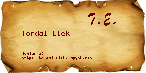Tordai Elek névjegykártya